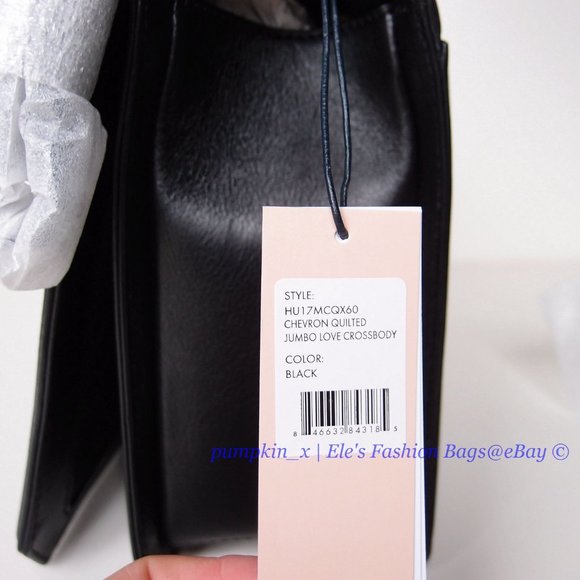 NWT Rebecca Minkoff Chevron Jumbo Quilted Leather Shoulder Bag BLACK BLACK AUTH! - Picture 14 of 14